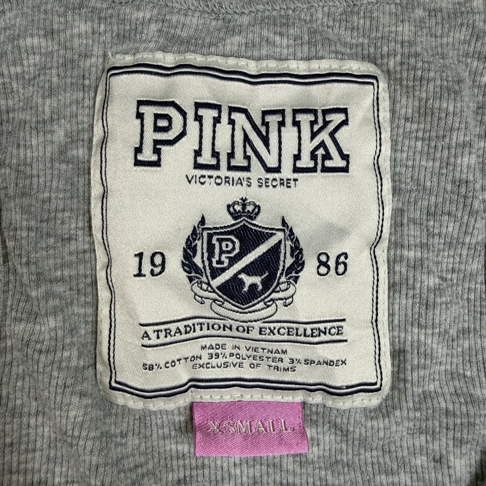Y2K Victoria's Secret PINK Grey Tank Top XS 2009 Workout Tank Embroidered Logo - Picture 5 of 7